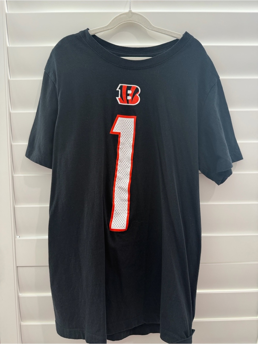 Nike Black Bengals #1 Short-Sleeve Tee with Orange-Trim Graphic-S